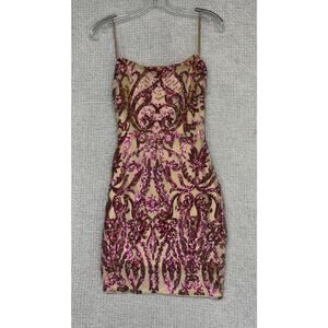 Lulus Cream Sequined Sleeveless Formal Dress Size S #68375